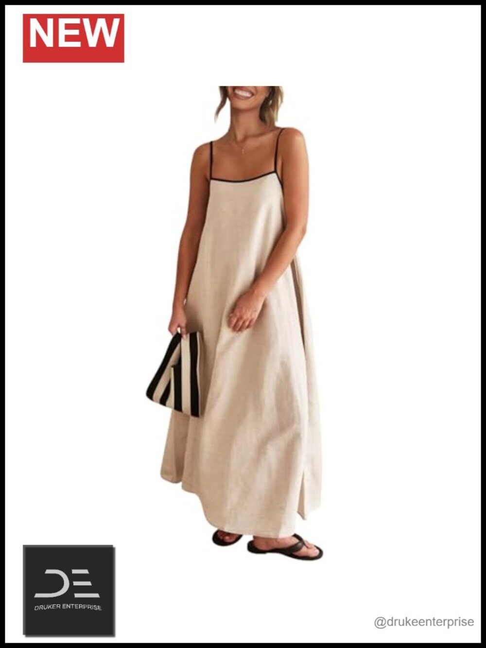 Women's Linen Blend Maxi Dress Sleeveless Sundress with Pockets